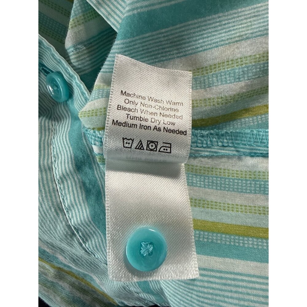 Coldwater Creek Womens No Iron Striped Button-Down Shirt Size L/14 100% Cotton - Picture 6 of 7